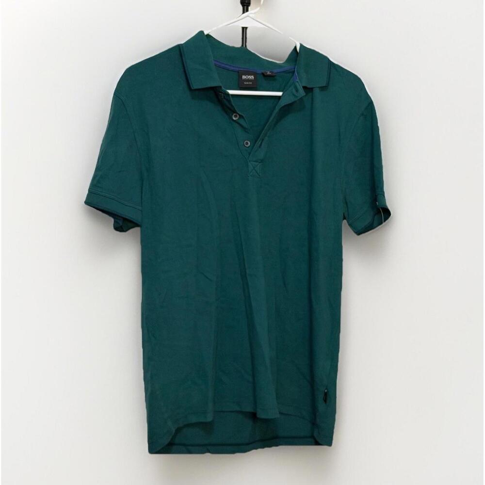 Hugo Boss Slim Fit Polo Shirt Green Short Sleeve Men’s Size M